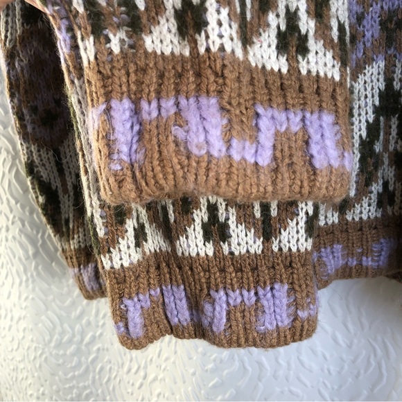 Anthropologie Fabiana Alpaca Wool Blend Fair Isle Knit Cropped Length Sweater - Picture 11 of 14